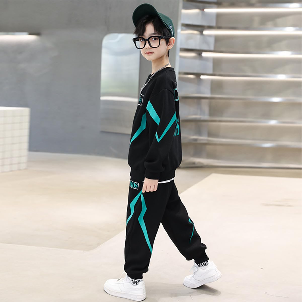 linboo Survêtement pour enfant garçon - 2 pièces - Jogging - Sweat à capuche et pantalon - Vêtements de sport - Tenue de loisirs