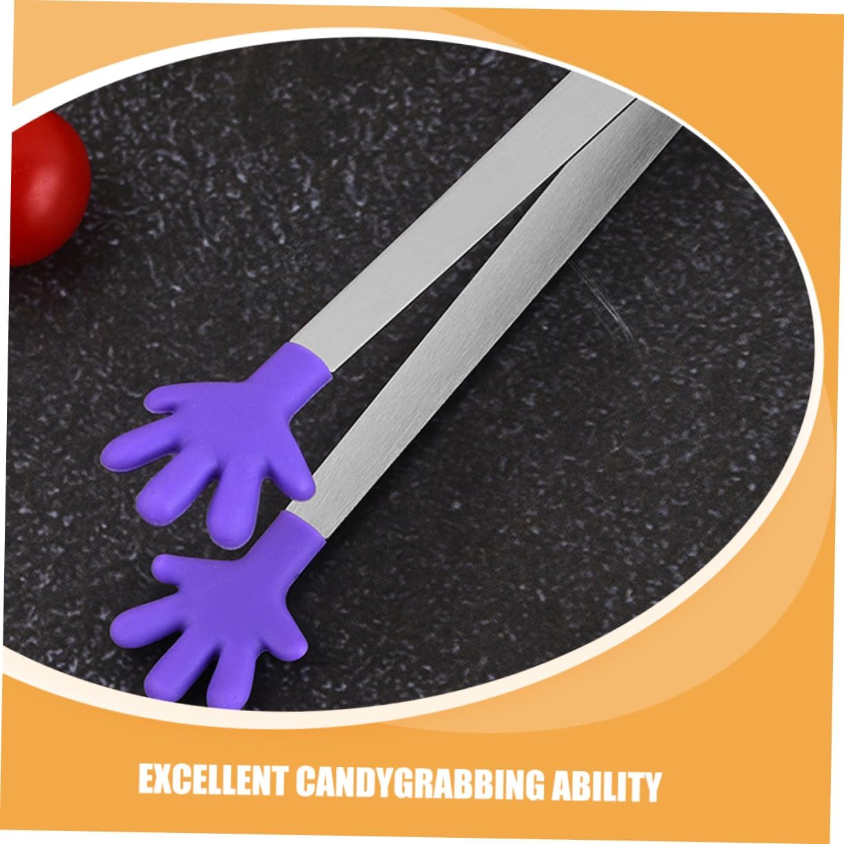 VOSAREA 5pcs Silicone Mini Hand Shape Tongs Colorful Food Tongs for Boy Girl for Serving Ice Cubes Sugar and Fruits for Parties and Toddlers