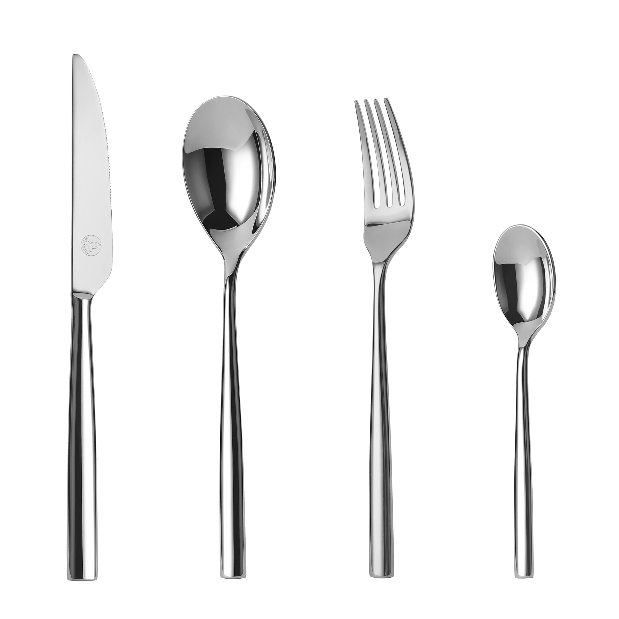 Mr.Spoon Serie Londres Juego de 24 Piezas cubiertos,18/10 Acero Inoxidable,Plateado,Servir para 6 Personas Cuberterías,Ideas Regalo,Incluye Cuchillo/Tenedor/Cuchara.Para Casa, Hotel, Restaurante