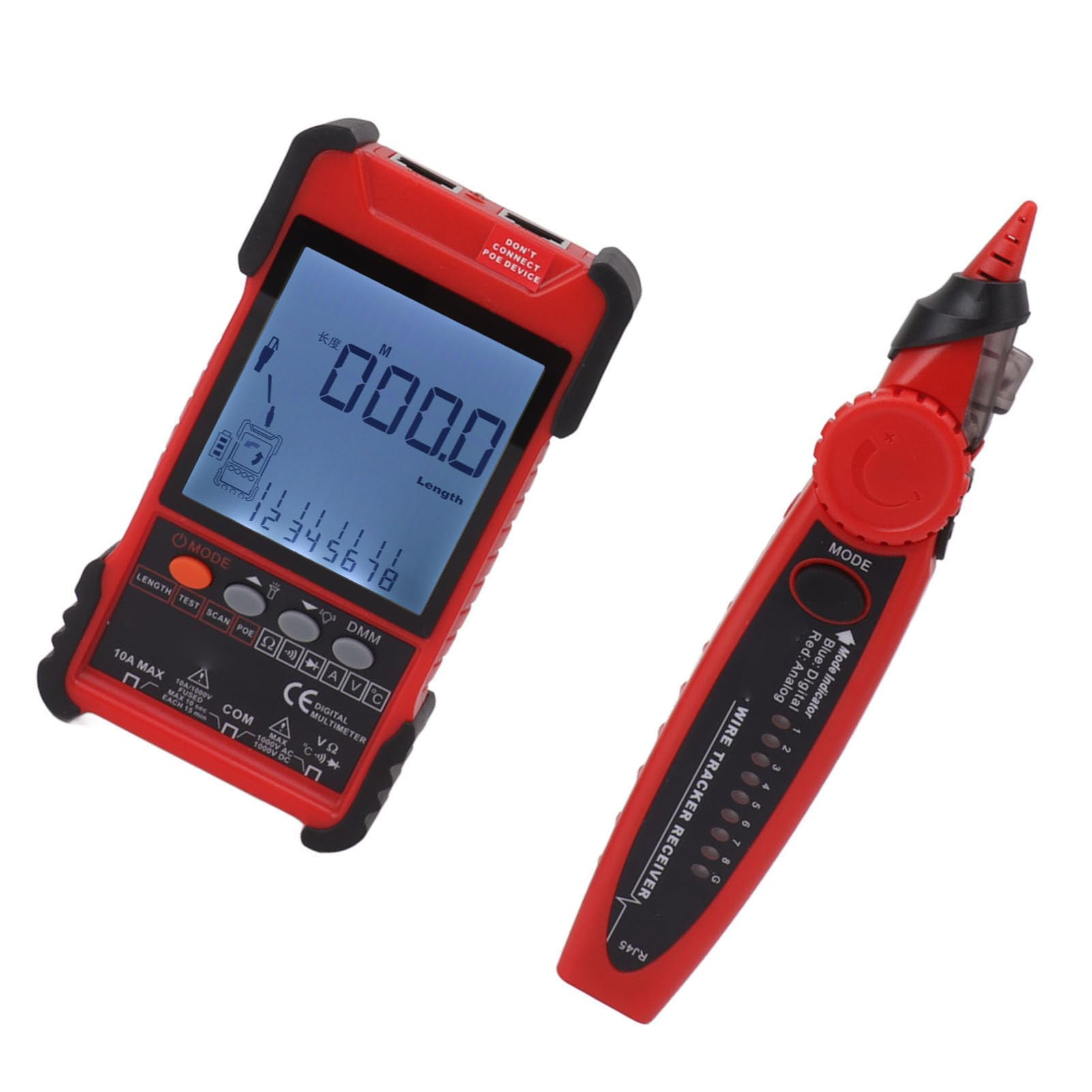 YWBL-WH Kabeltester, Multimeter Kabelsuchgerät, LCD Display (Rot)