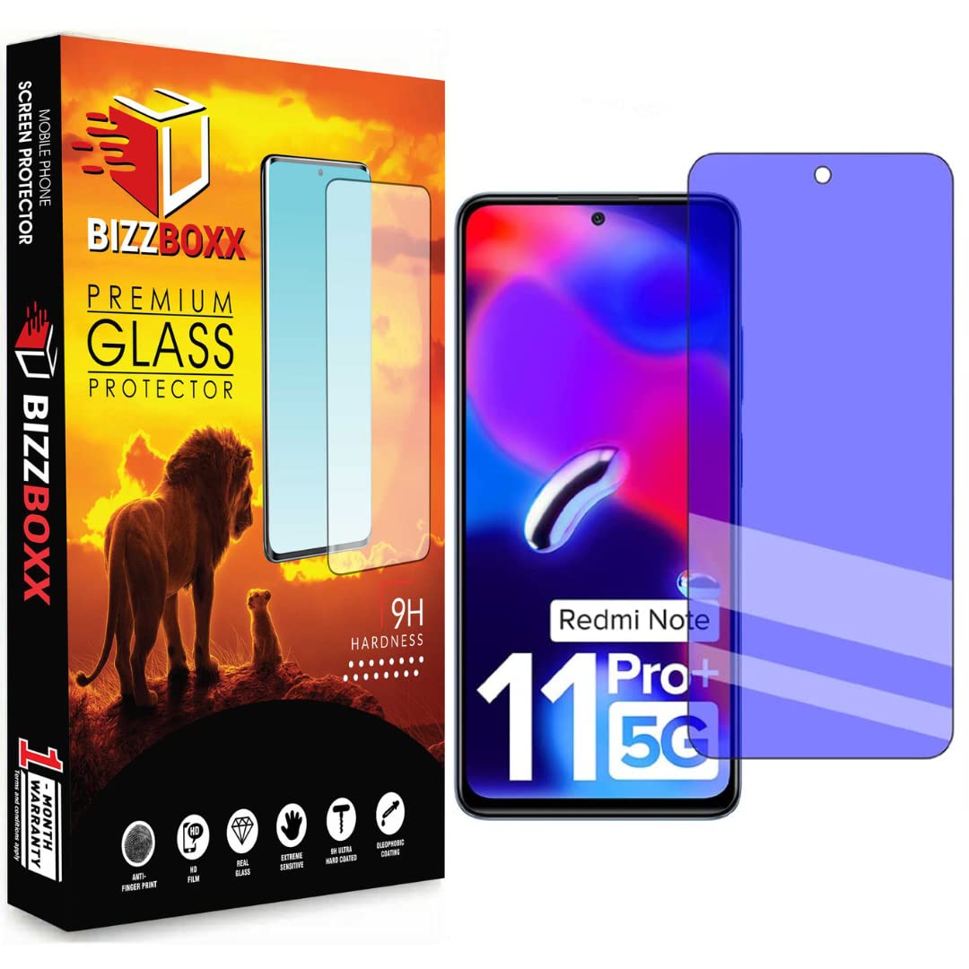 BizzBoxx™ | Redmi Note 11 Pro + 5G | Redmi Note 11 Pro*Anti Blue Ray (Vision Safe)* Tempered Glass/HD/9H Hardness | Without Black Borders/With easy Installation Kit (Pack of 1)