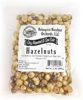Holmquist Dry Roasted Sea Salt Hazelnuts 1 LB - Skins Mostly Removed, Heart-Healthy, Non-GMO Keto Paleo Vegan Kosher USA Farm Fresh