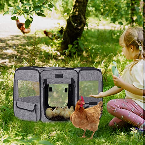 Petsfit Portable Dog Playpen For Medium Dogs Puppy Cats/Rabbit/Chicks/Duckling, Removable Zipper Sealed Bottom Dog Exercise Pen, With Pocket, Water Bottle Holder And Carrying Case, 33" Dia X 21" H #TOP2