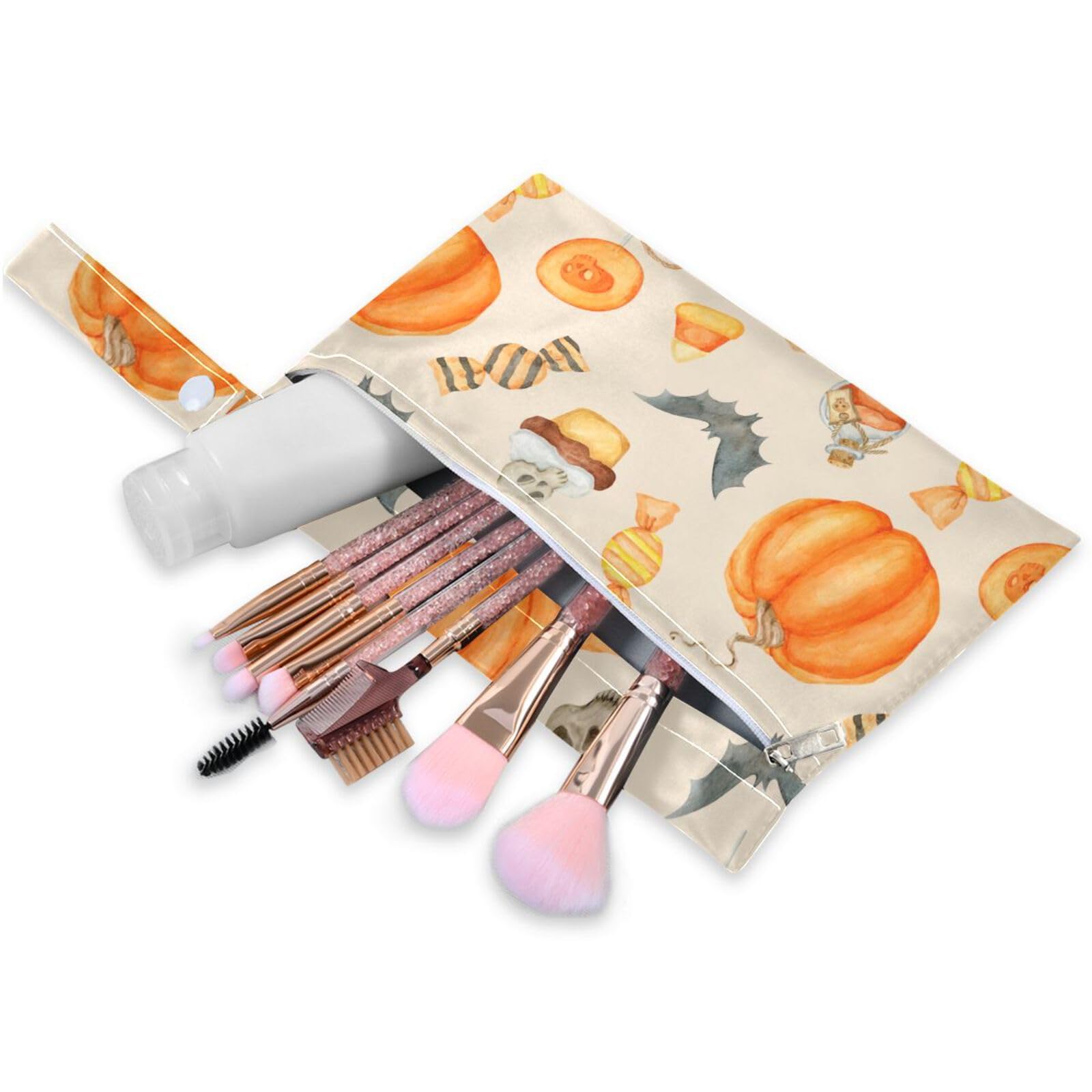 susiyo 2 Pcs Wet Dry Bag Watercolor Halloween Pumpkin Waterproof Reusable Baby Cloth Diaper Wet Bags with 2 Zipper Pockets for Breast Pump Parts Travel Beach Pool Gym Yoga Swimsuits Wet Clothes