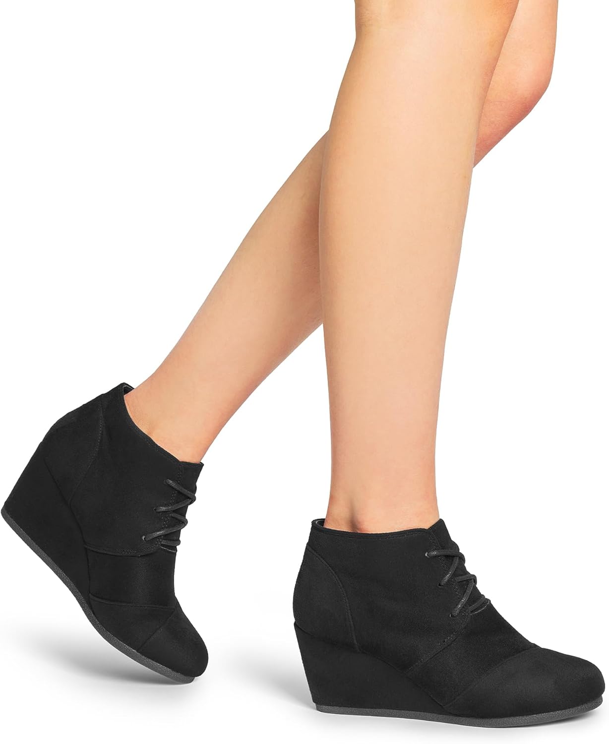 DREAM PAIRS Women's Wedge Boots Casual Fashion Lace Up Low Heel Ankle Booties Shoes