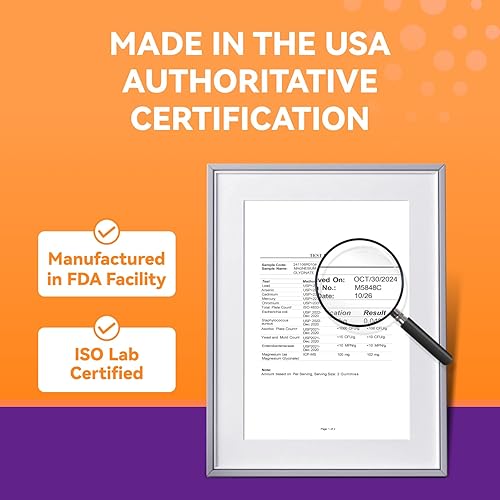 Miniatura 8 de Gomitas de glicinato de magnesio 600mg, sin OMG, sin gluten, gomitas de magnesio para adultos y niños, sueño, relajación y enfoque, sabor a naranja,