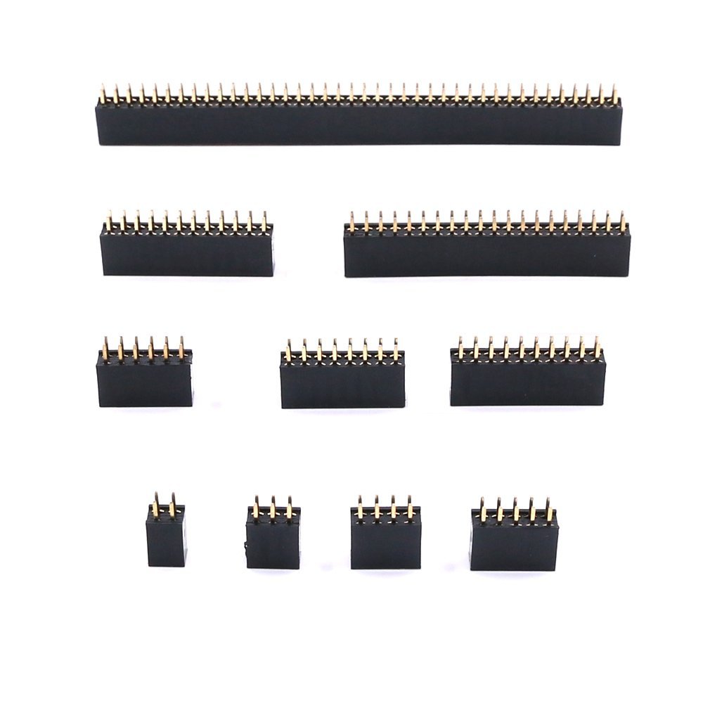 Glarks Lot de 80 connecteurs femelles droites à double rangée de 2,54 mm pour prototype Arduino (double rangée)