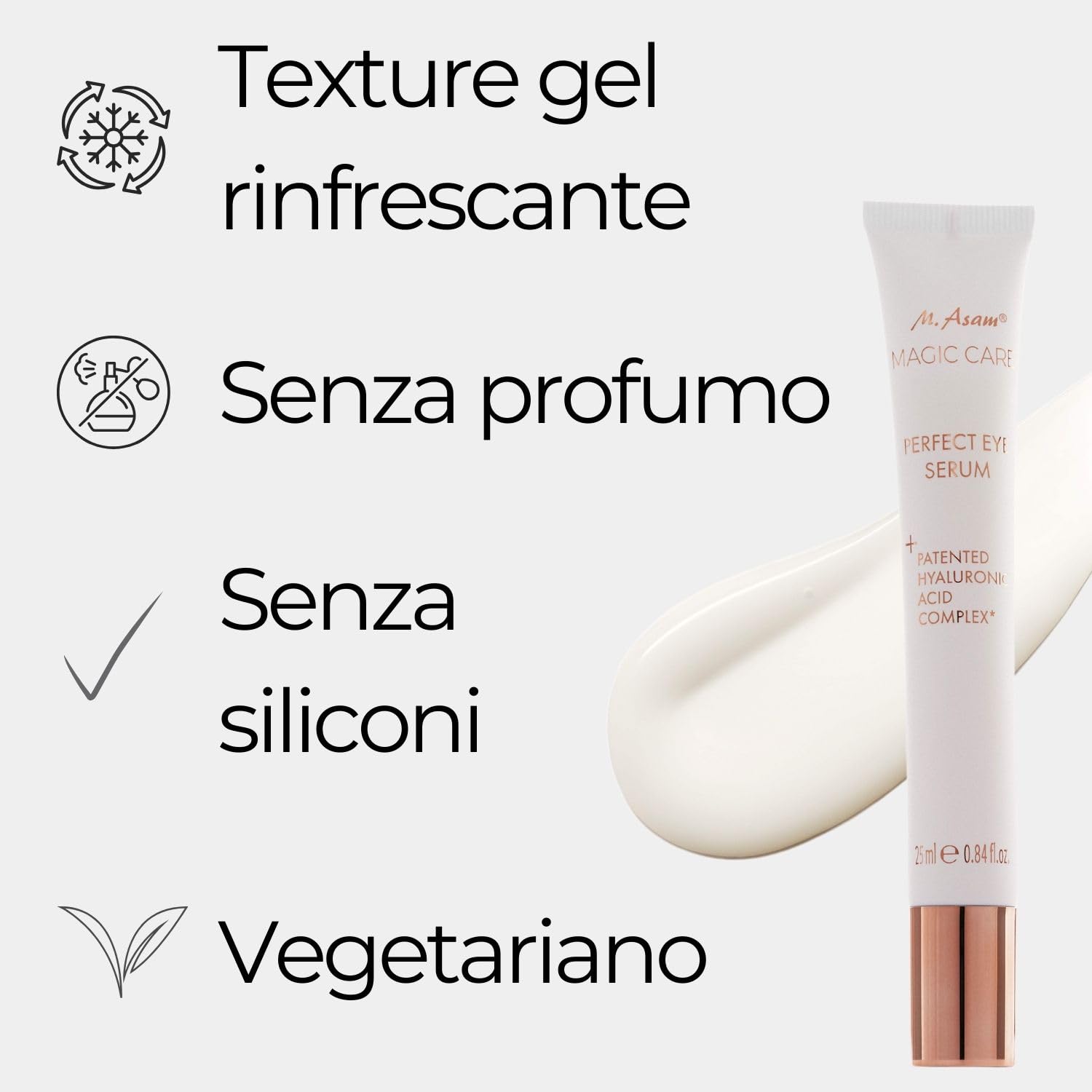 M. Asam MAGIC CARE M. Asam MAGIC CARE Perfect Eye Serum (25ml) – Siero contorno occhi antirughe con applicatore rinfrescante, riduce occhiaie e borse occhi, crema idratante skincare
