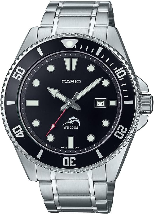 Casio Classic Diver Stainless Steel Watch Date Indicator MDV-106DD-1A1VCF, Black/Silver