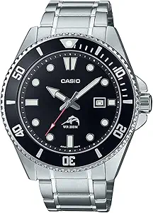 Casio Classic Diver Stainless Steel Watch Date Indicator MDV-106DD-1A1VCF, Black/Silver