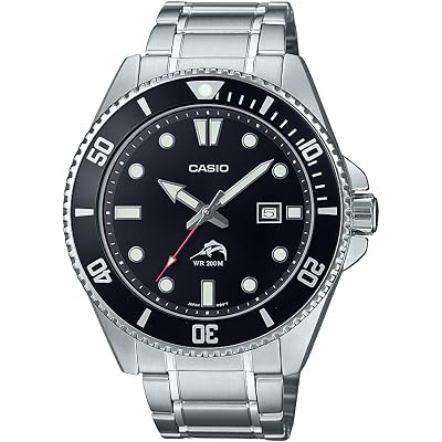 Casio Classic Diver Stainless Steel Watch Date Indicator MDV-106DD-1A1VCF, Black/Silver