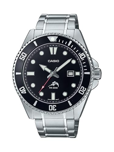 Classic Diver Stainless Steel Watch Date Indicator MDV-106DD-1A1VCF, Black/Silver