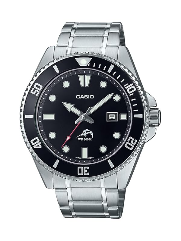 Casio MDV106G Series | Unisex Analog Watch | Silver/Black | 200M WR | Stainless Steel Case | Resin Band | 2 Hand Analog (HR, Min, SEC) | Date Display | Screw Down Crown/Screw Down Caseback | 3 Yr Batt by Casio - Used condition - CA$91.27