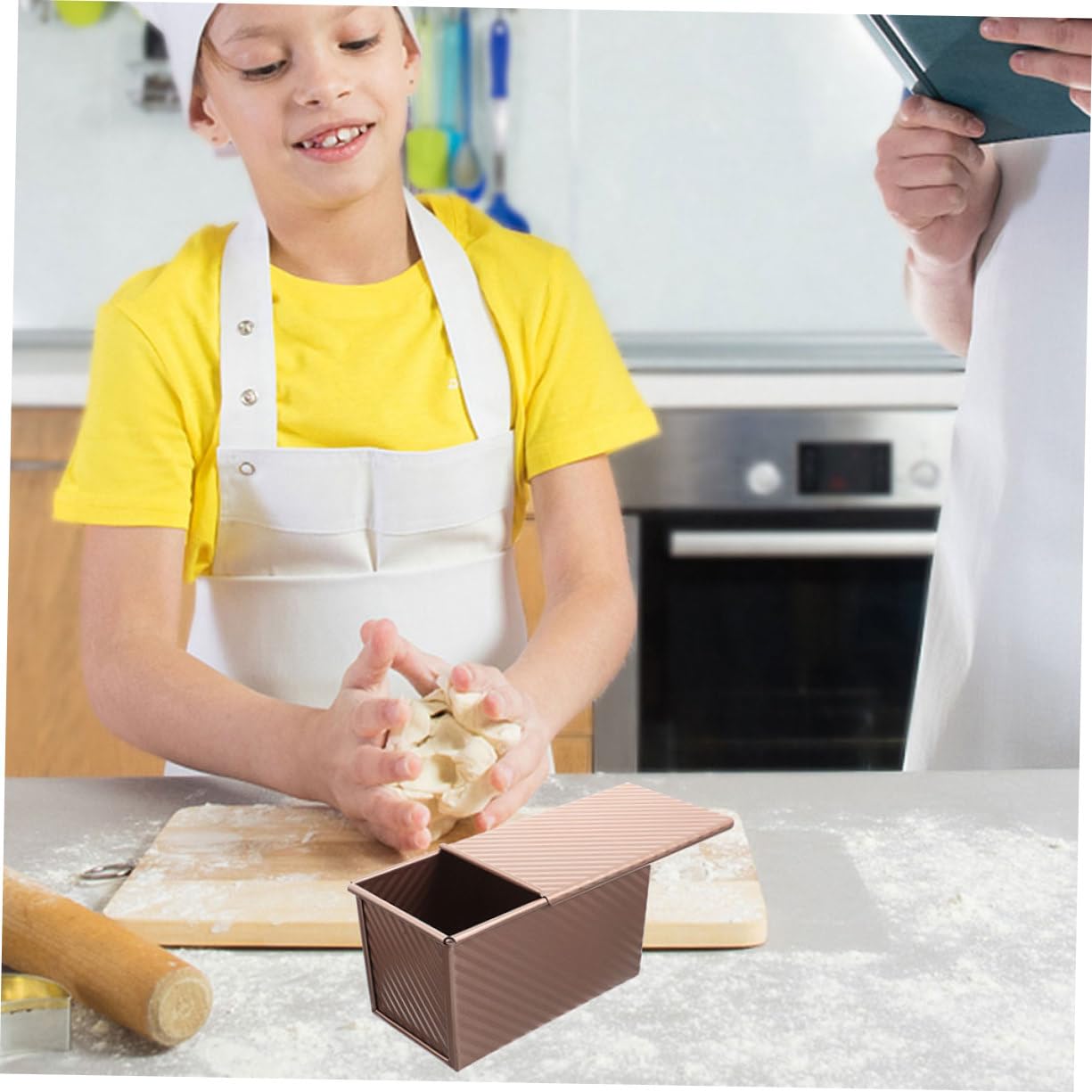 Brotbackform 25cm mit Deckel aus Kohlenstoffstahl 2 Stück-pack Rechteckig Sicher in Anwendung Leicht zu Reinigen für Brotliebhaber