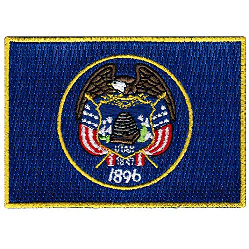 Utah State Flag Embroidered Patch Iron-On UT Emblem Blue