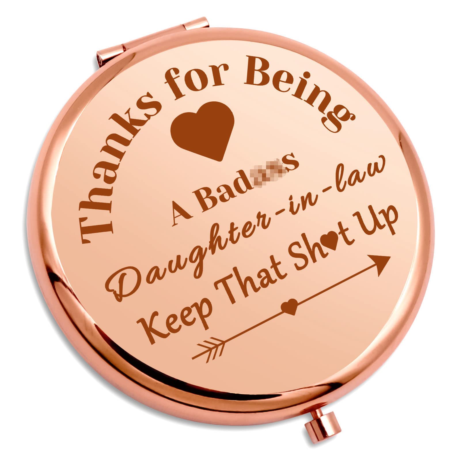 Gevody Women's Light Daughter In Law Gift From Mother Travel Makeup Mirror Funny Daughter In Law Wedding Gift Appreciation Present For Her From Mum Christmas Birthday Compact Mirror Marriage Present For Bride
