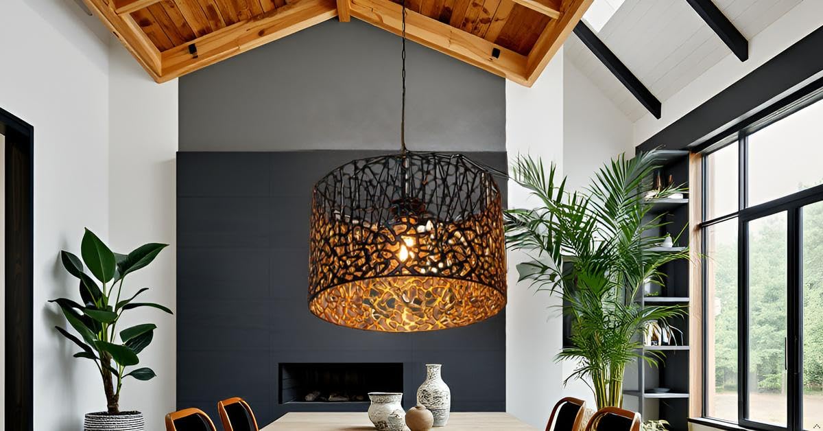 Paralume vintage in metallo, nero oro, intagliato, a tamburo, per lampada da terra, lampada a sospensione, lampada da tavolo, lampada da soffitto (rotondo 7 GB)