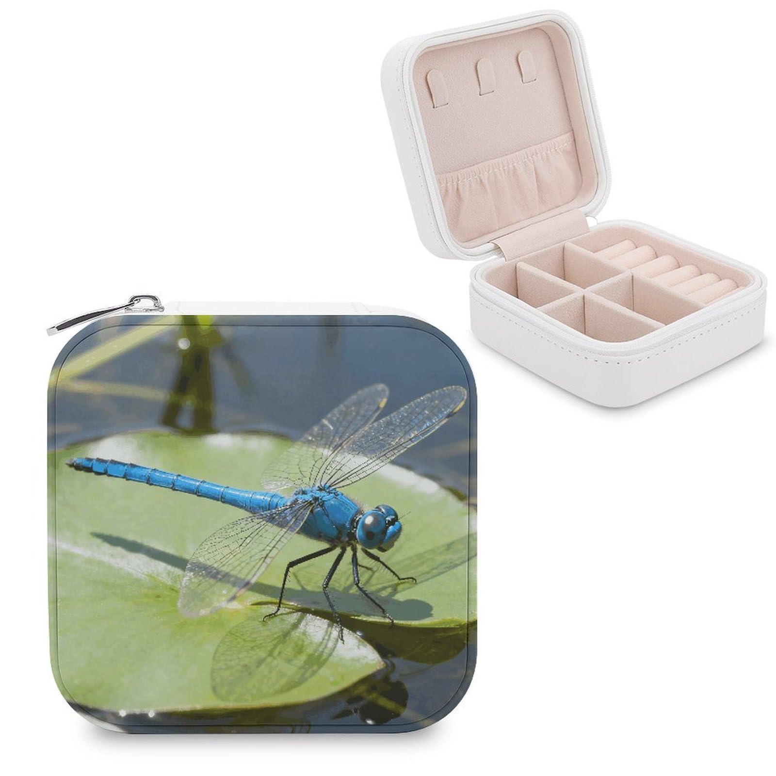 LZQPOEAS Dragonfly Jewelry Box, PU Patterned Storage Case, Portable Travel Jewelry Organizer Box for Storing Rings, Pendants, Earrings, Necklaces, And Women's Specialized