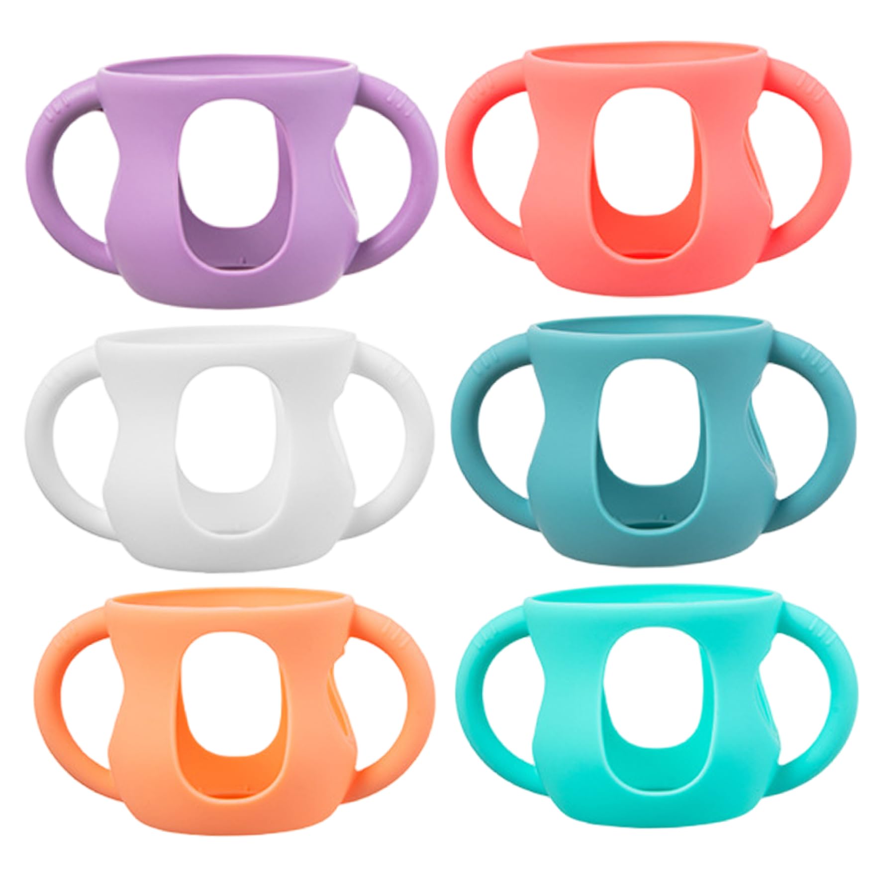 6Pcs Baby Bottle Handles, Silicone Bottle Covers with Non-Slip Grip, Shock-Absorbing Protector Sleeves for 120ml Baby Bottles (6 Colors)