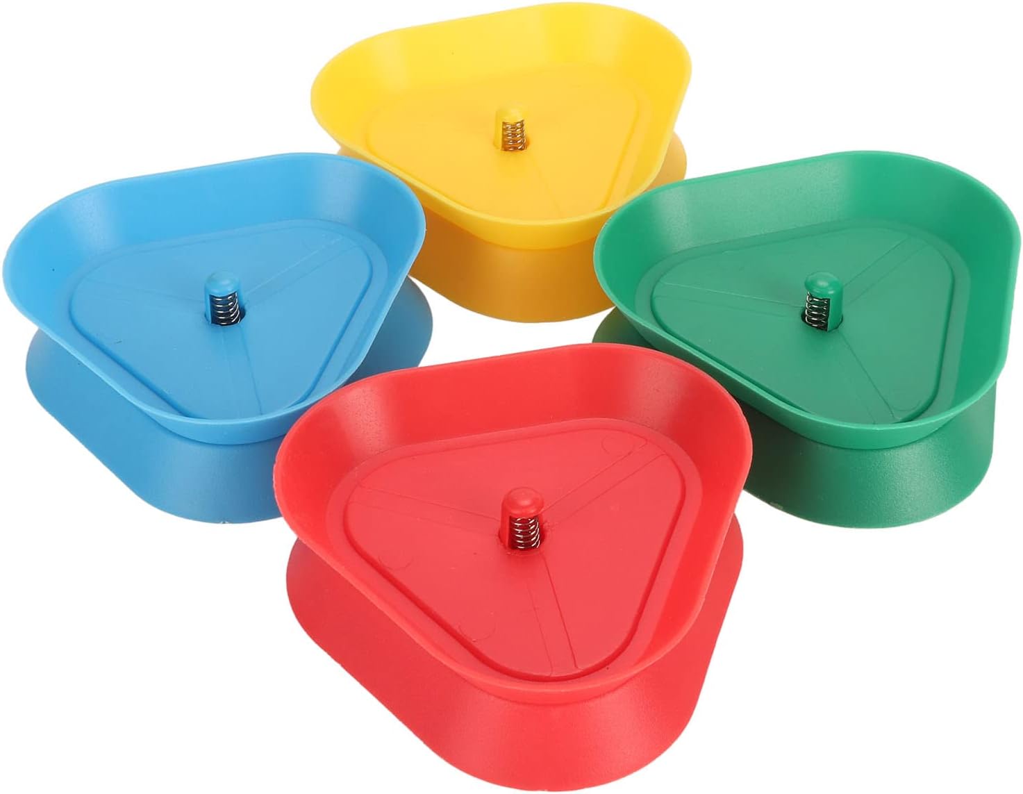 Card Playing Holder Card Rack Poker Rack 4 Mixed Colors Triangle Shape Round Expandable 10-12 Cards Press Center Button for Youth Adults Arthritis Family Game Nights