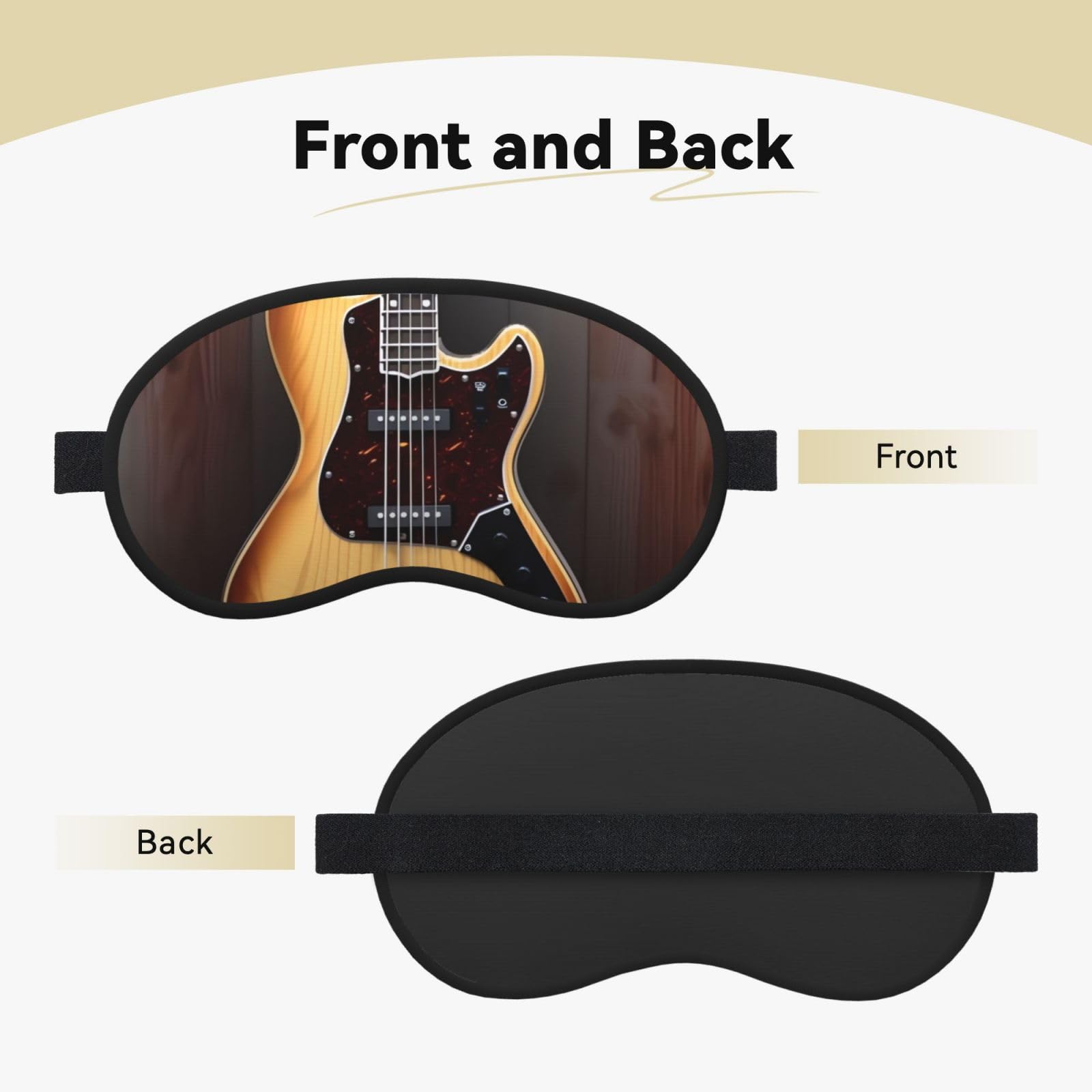 Sleep Mask for Side Sleeper Silk Sleeping Eye Masks with Elastic Strap Super Soft Eye Sleep Shade Cover Guitar Musical Instrument Blackout Night Blindfold for Women Men Travel