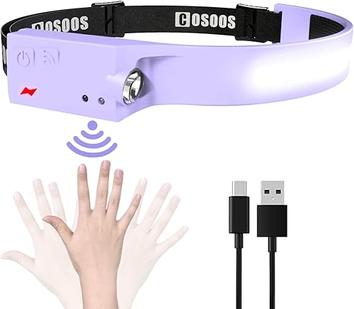 COSOOS - Linterna recargable para faros delanteros con luz LED para exteriores, diadema ajustable para mujeres y niñas, haz ancho de 1000 lúmenes y