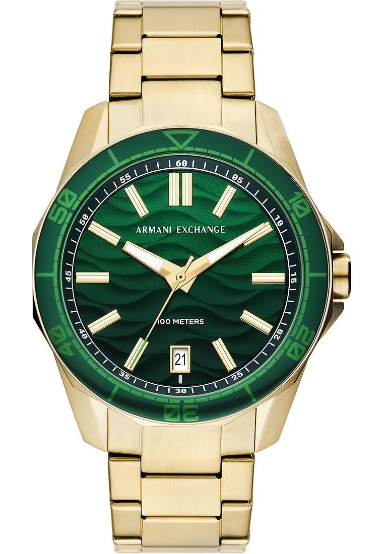 Armani Exchange Watch for Men, Quartz Three Hand Date Movement and 44mm Case Size with Stainless Steel Or Silicone Strap