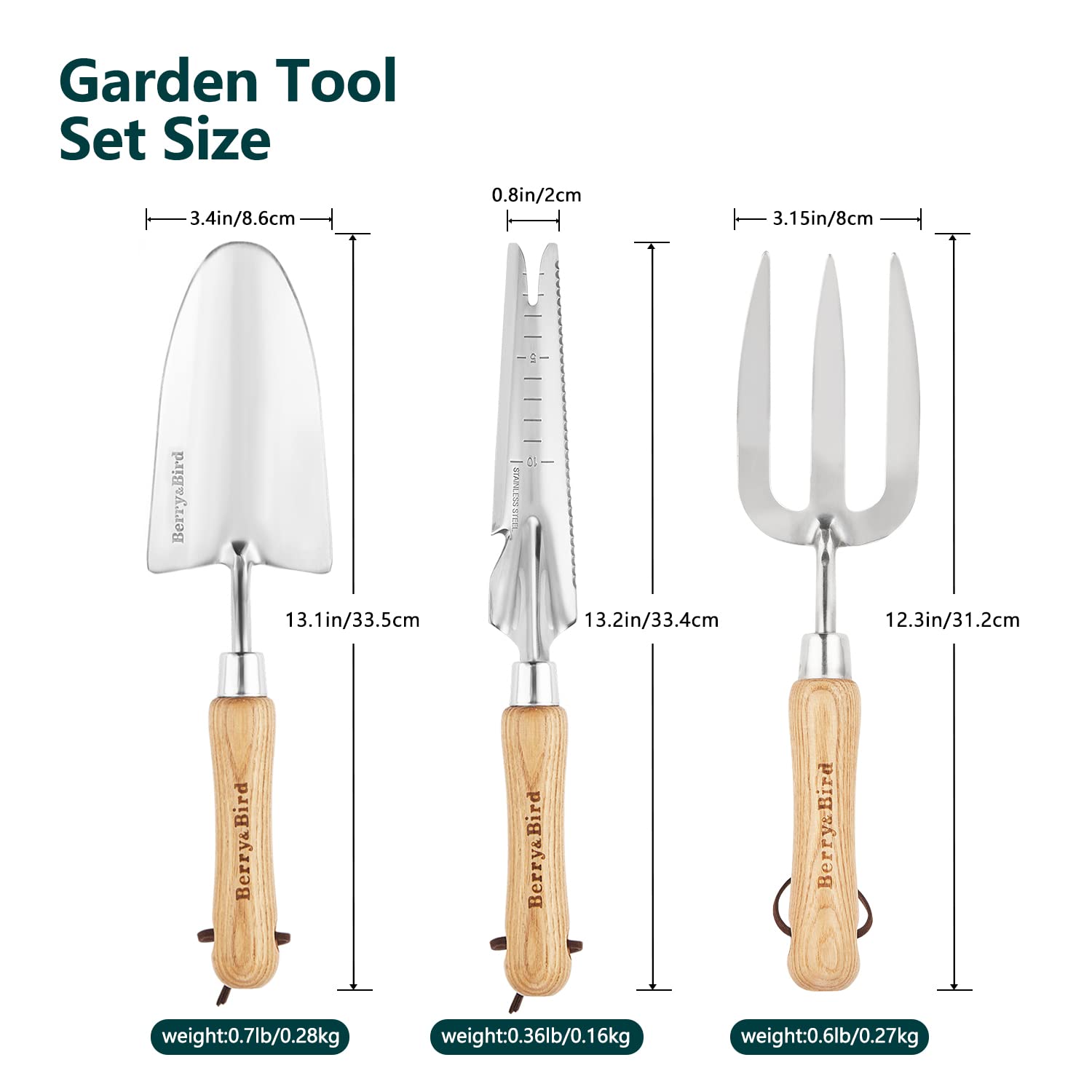 Berry&Bird Garden Tool Set - Stainless Steel Hand Tools -2