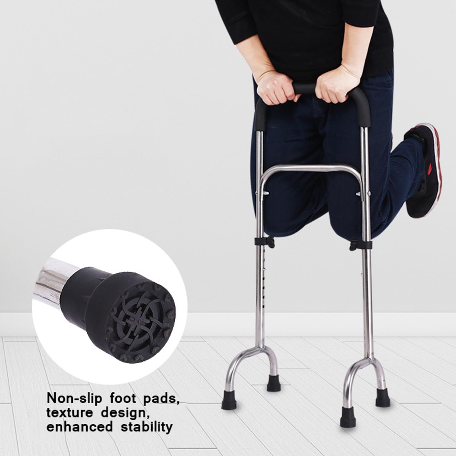 Rama spacerowa Quad Cane regulowany kij czworonogów z szeroką podstawą z czterema nogami stabilne lekkie laski ze stali nierdzewnej stojący pomoc w poruszaniu się