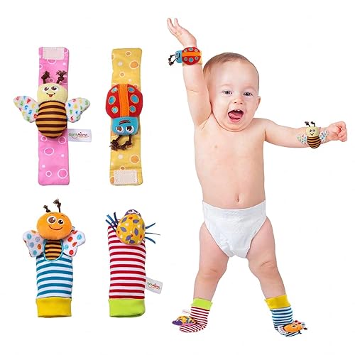 Miniatura 4 de Juguetes infantiles sonajero de muñeca reloj de sonajero de mano para bebé con calcetines con sonajero de juguete de peluche de papel