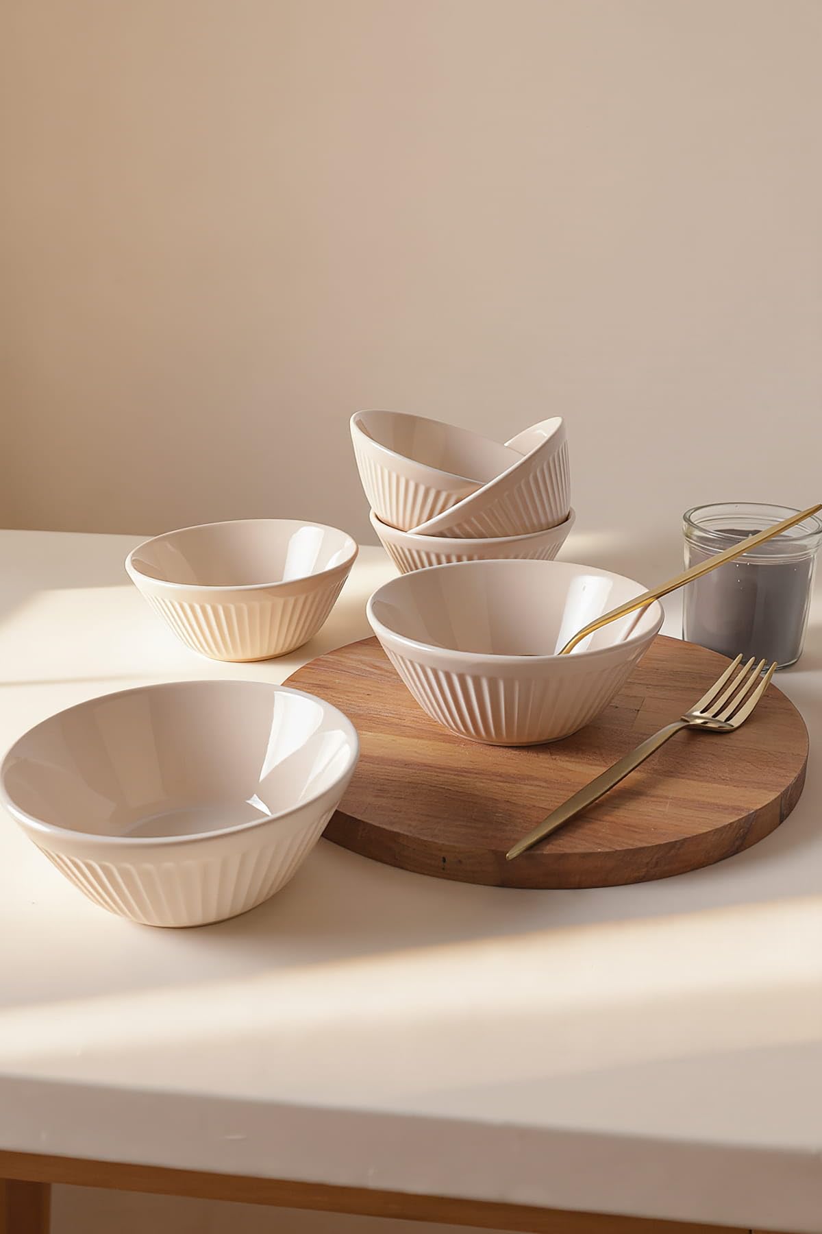 Keramika Krem Hitit Line Kase 14 Cm 6 Adet 030
