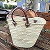 Panier de plage artisanal en feuilles de palmier naturel, cabas polyvalent tressé à la main avec poignées en cuir authentique, style chic décontracté idéal pour la saison estivale #5