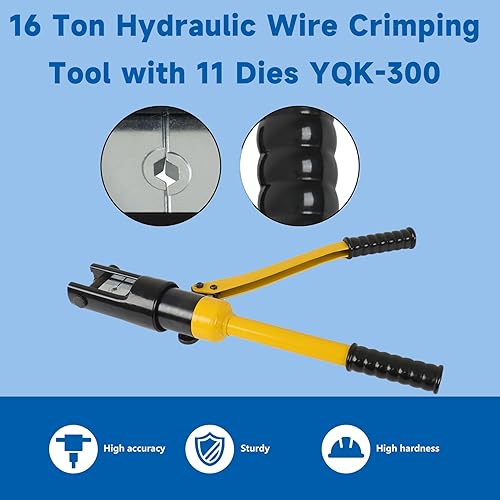 Miniatura 7 de WFLNHB Herramienta de prensado de terminales de terminal de cable de alambre hidráulico de 16 toneladas con 11 troqueles YQK-300 apto para cables de