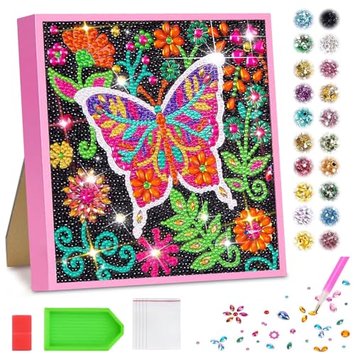 Vlecexs Regalos para niñas 7, 8, 9, 10, 11 años, pintura de diamante con marco a partir de 8 10 años, juego de manualidades para niños a partir de 6 años, manualidades creativas, regalos de cumpleaños