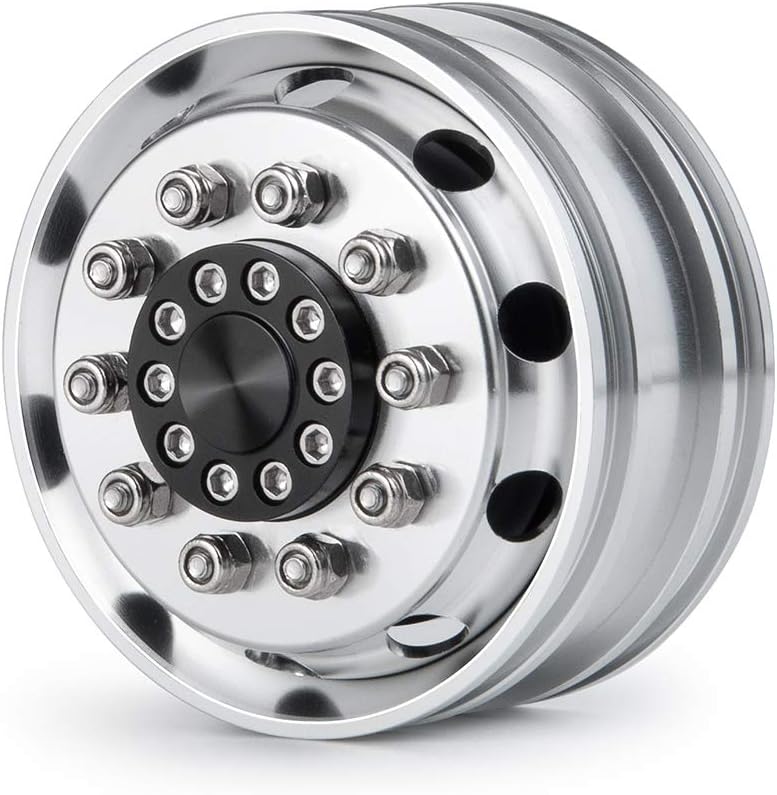 RCLIONS 2pcs Non-Powered RC Trailer Front Wheel Rims Aluminum Alloy Hub for 1/14 Tamiya Tractor RC Truck Car Trailer