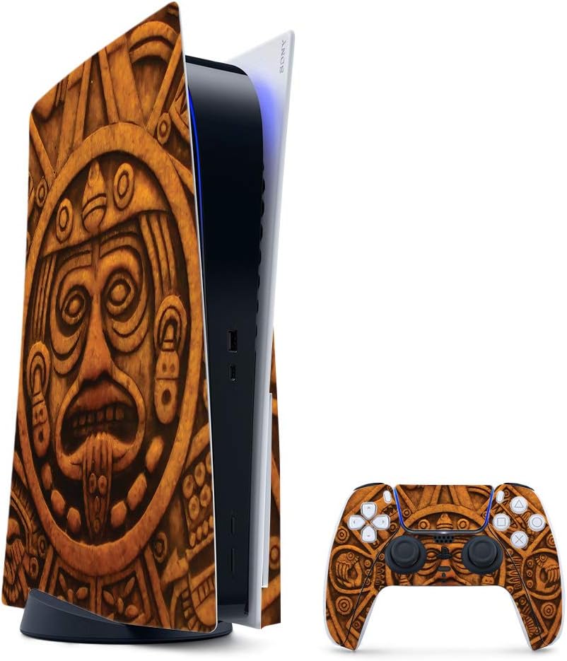 MightySkins Gaming Skin for PS5 / Playstation 5 Bundle - Carved Aztec | Protective Viny wrap | Easy to Apply and Change Style | Made in The USA