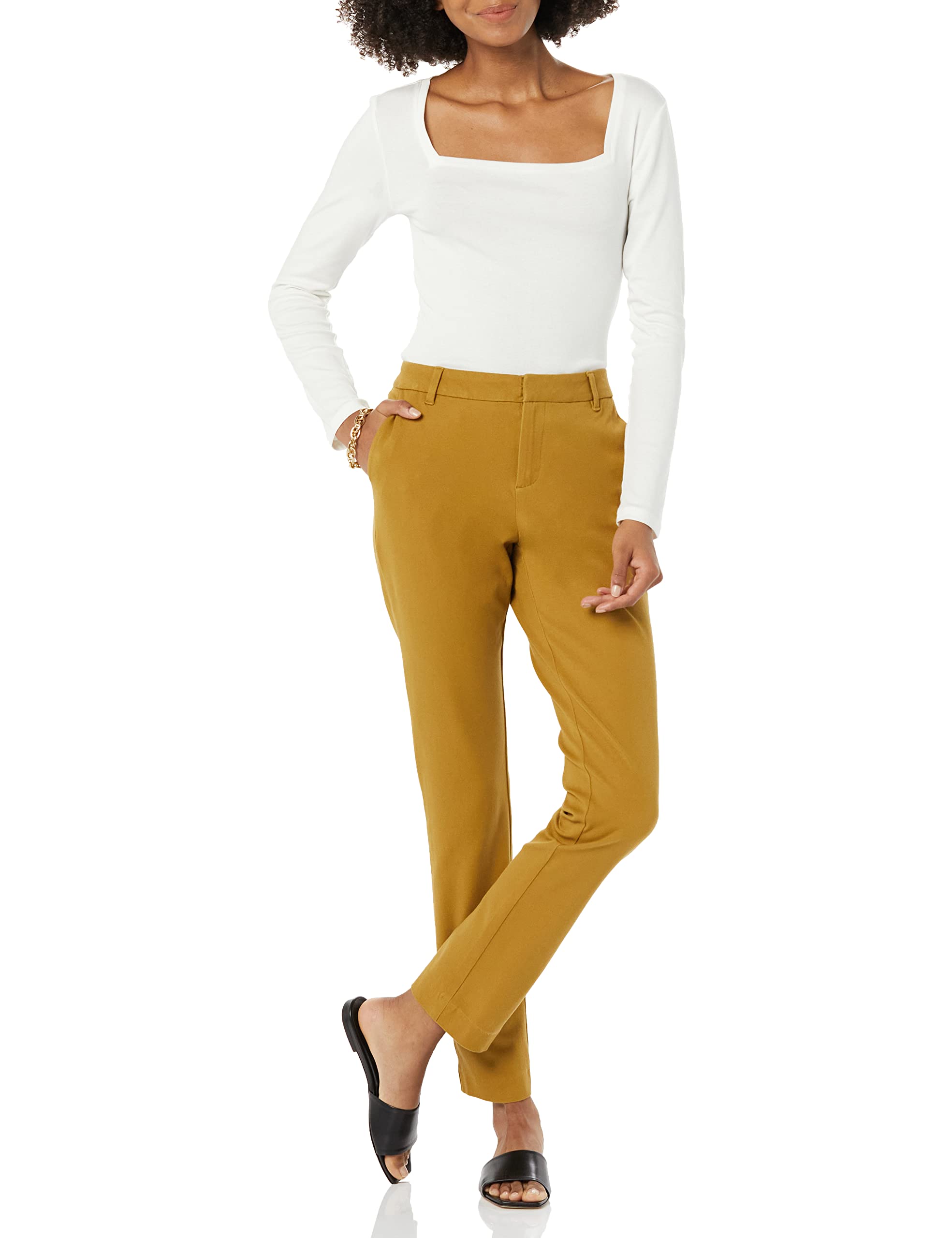 Amazon Essentials Donna Pantaloni Bielastici A Gamba Dritta Intera