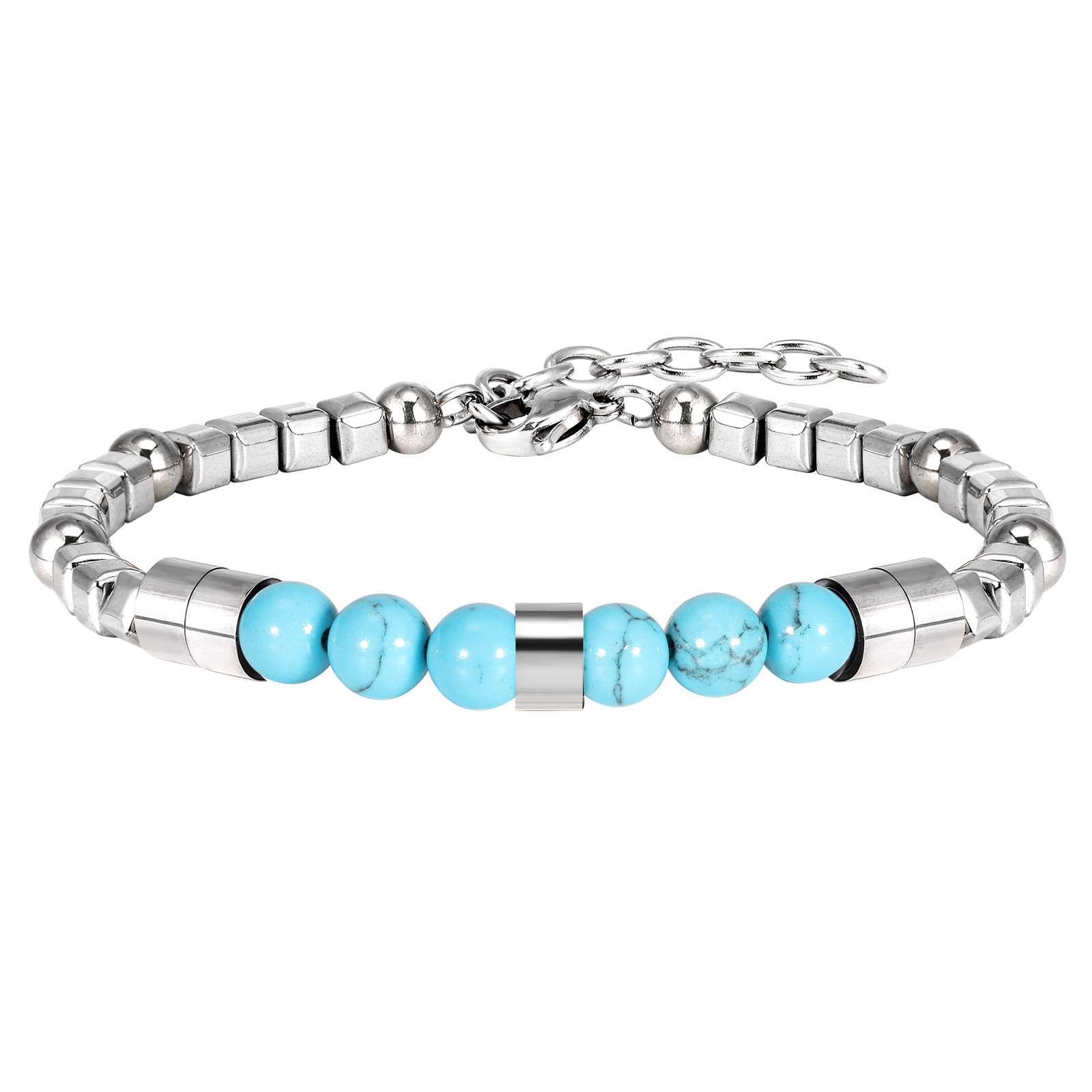 Feifuli Mens Bracelet, Stainless Steel Bracelets for Men&Women Beaded Bracelets,Valentines Birthday Annivesary Jewelry Gifts for Husband Father Mother