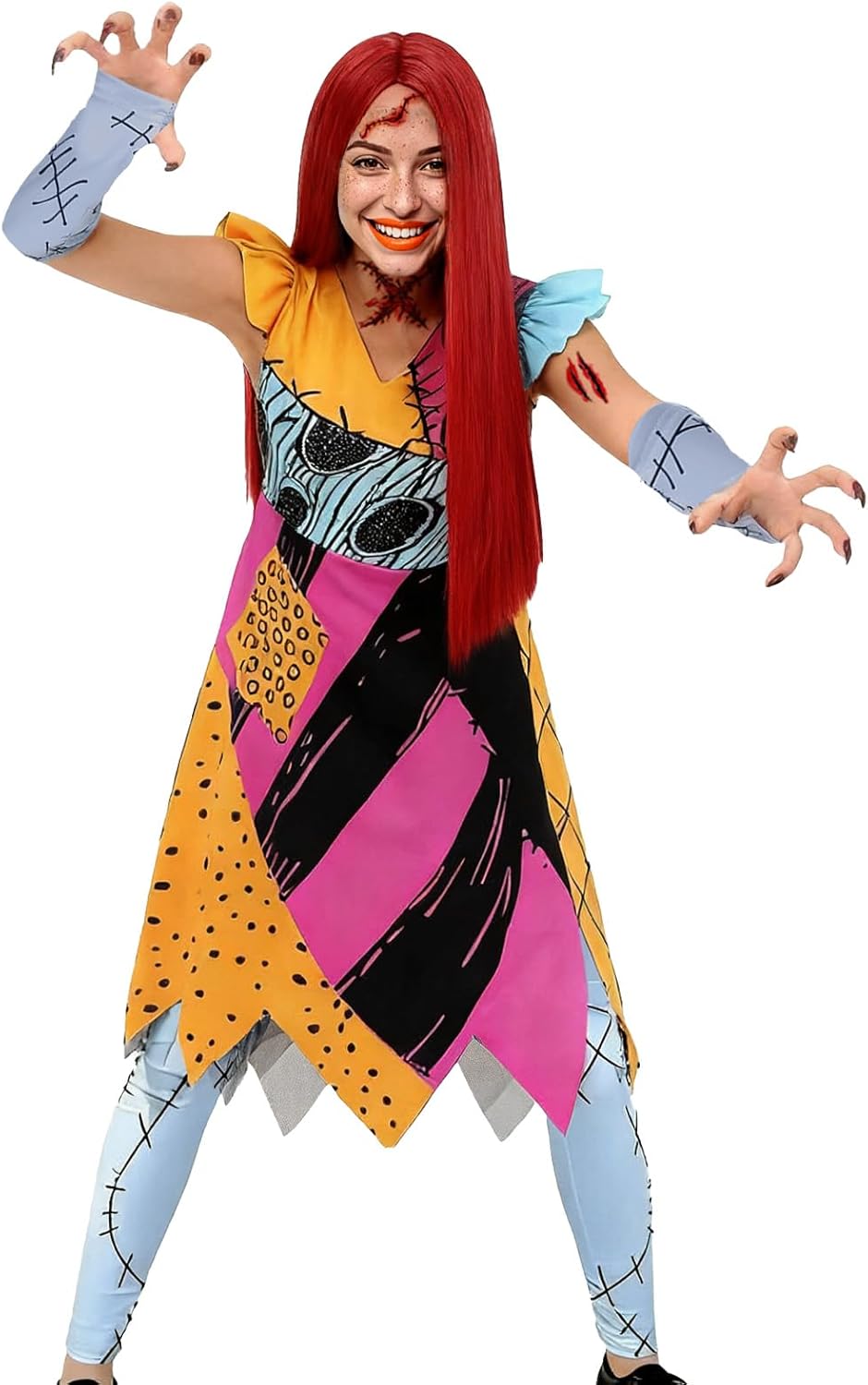 Kuberas Sally Costume for Adults Women Christmas Nightmare Sally Dress Wig Pants Accessories Halloween Cosplay Outfit - Image 2