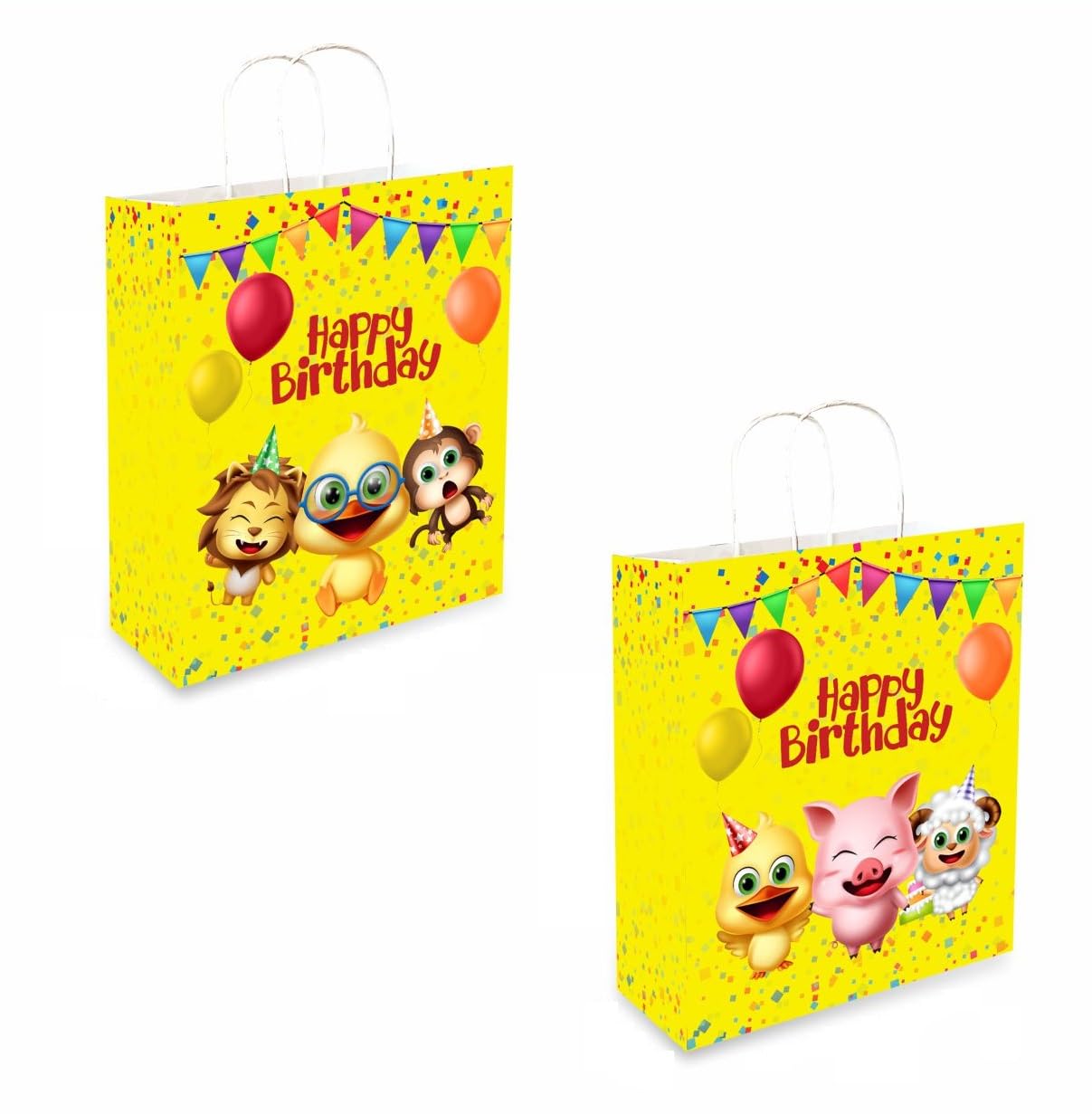 Omnipresent Pack Colorful Animal Theme Happy Birthday Printed Party Paper Gift Bags, Set Of 24, Ideal For Kids Birthday Party & Return Gifts (Size: 11.4 X 9.4 X 4.7 Inch),Yellow (B0CYLYLNLY) Amazon Price History, Amazon Price Tracker