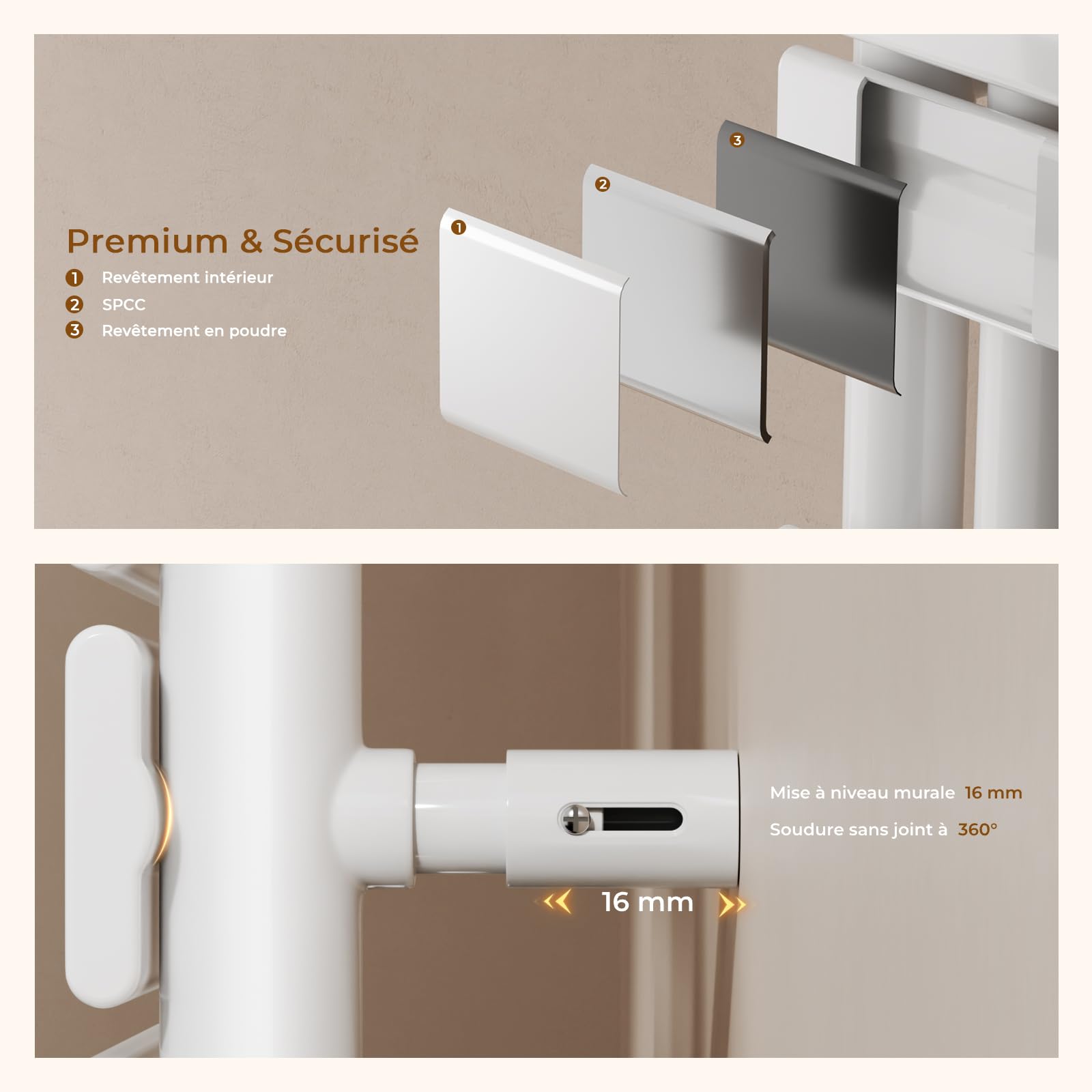 S'AFIELINA Sèche-serviette électrique1599×500mm, radiateur sèche-serviette électrique avec thermostat, WiFi, minuterie programmable, écran LCD, Radiateur salle de bain 1000 W, blanc