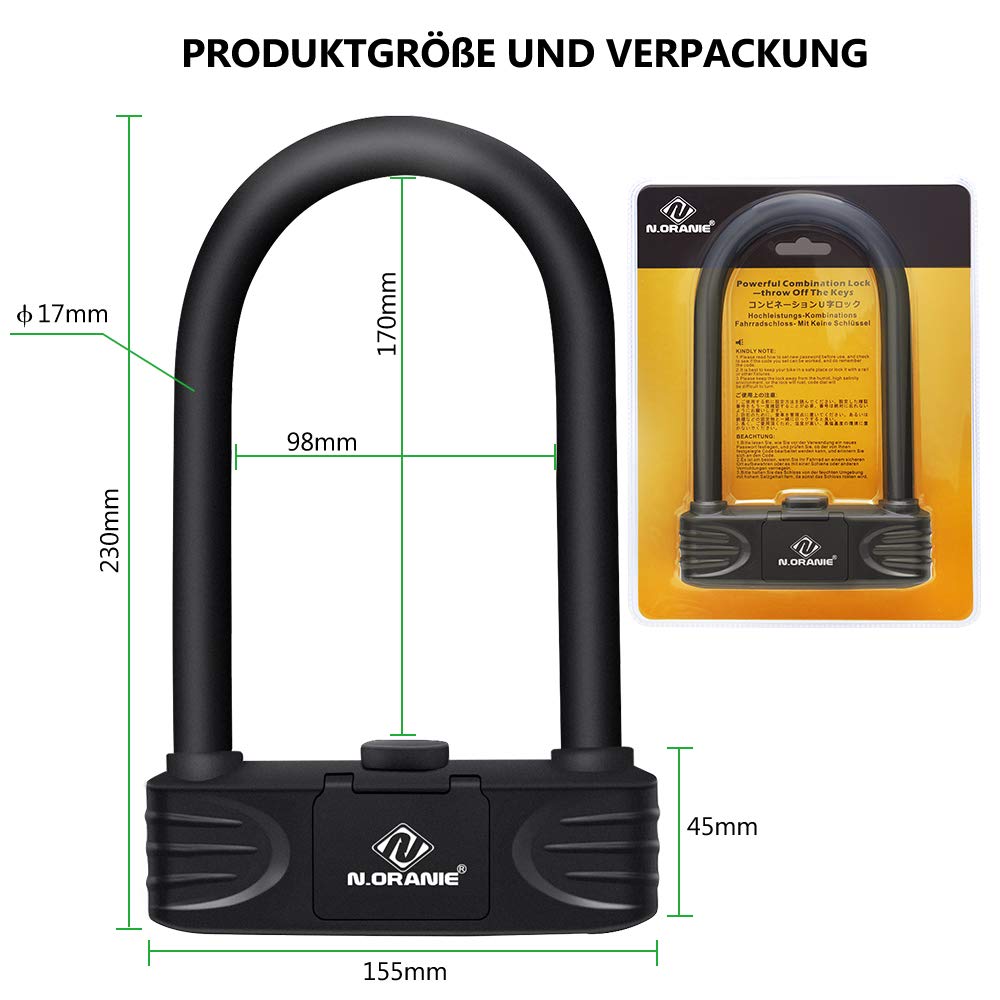 zamek rowerowy U, 4-cyfrowy resetowalny rower U-lock zabezpieczający przed kradzieżą powlekany PCW blokada rowerowa do roweru motocykla skutera sprzętu sportowego grille (czarny)