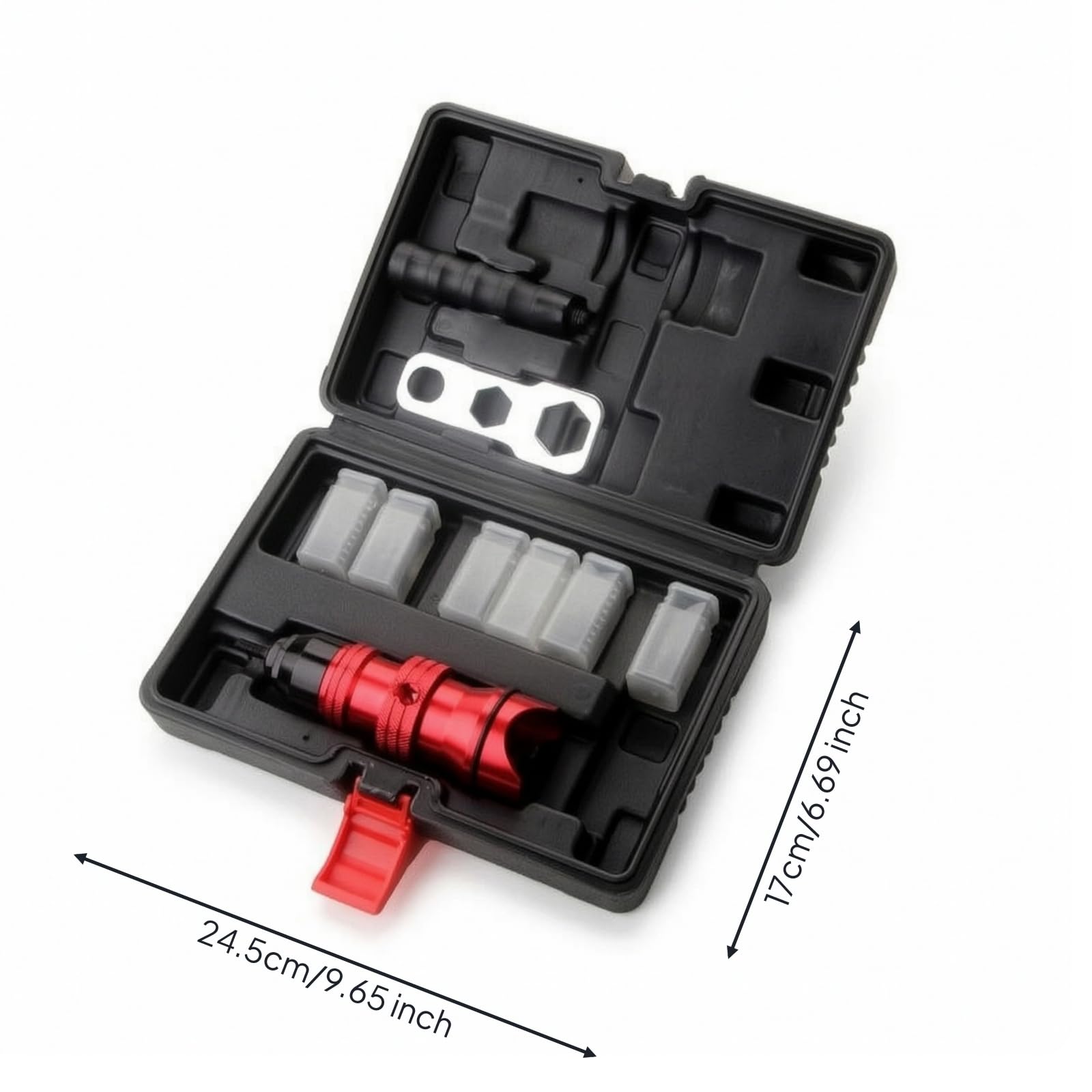 harayaa Adattatore Rivetti Elettrico Kit Rivettatrice per Trapano Testa Conversione Set Rivetti Multiple Misure Chiave Piastra Multi Foro Corpo in Alluminio