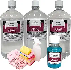 Kit Cola Clear 1 kg + Cola Fluffy 1 kg + Ativador para Slime Universal 1000ml - Altezza (Kit + Reverte Slime 100g)