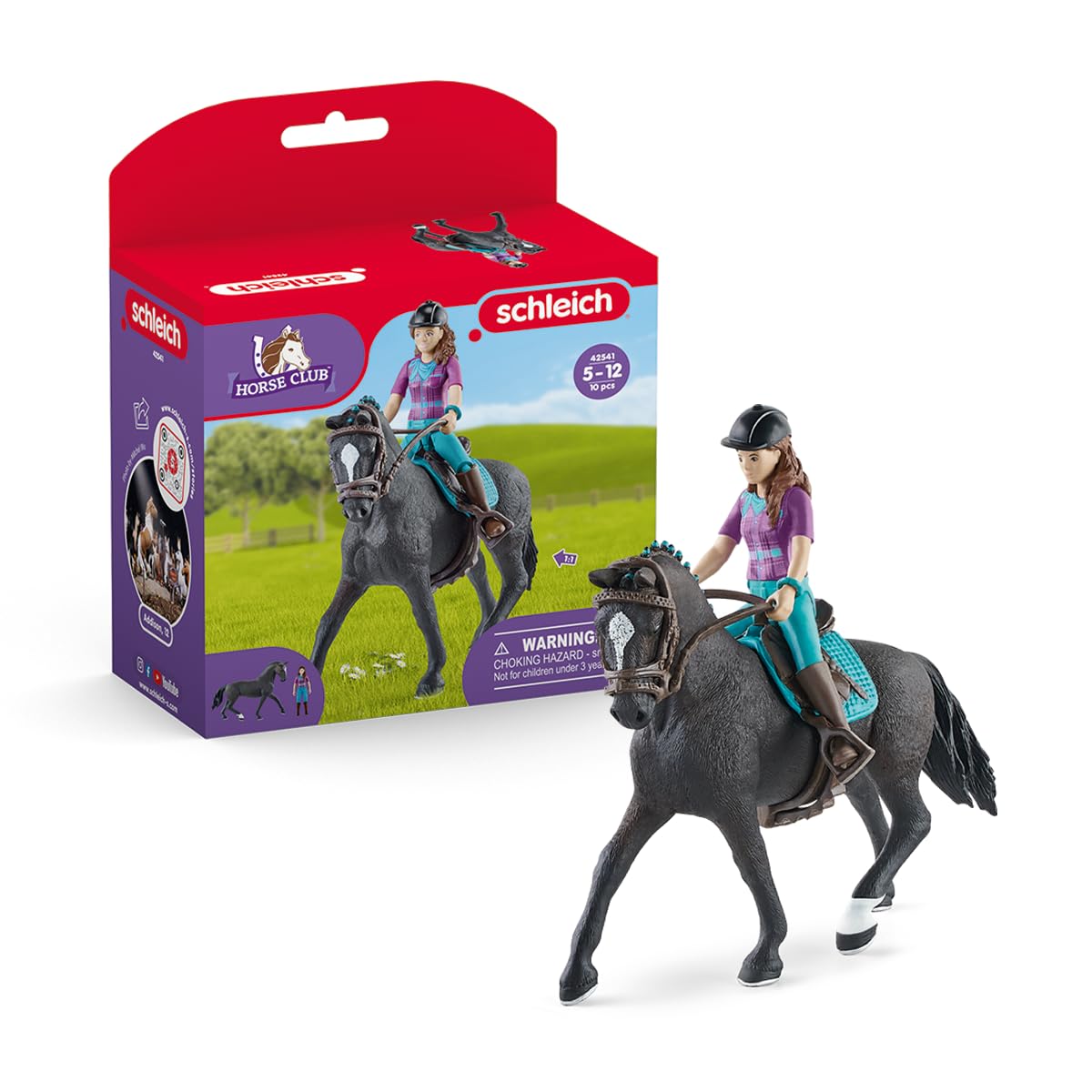 Schleich Horse Club | Lisa & Storm 42541 | Figurine Fille articulée avec Cheval, Selle et Accessoires | Cadeau pour Filles et garçons | Jouet Cheval dès 5 Ans | 10 pièces | exclusivité Amazon
