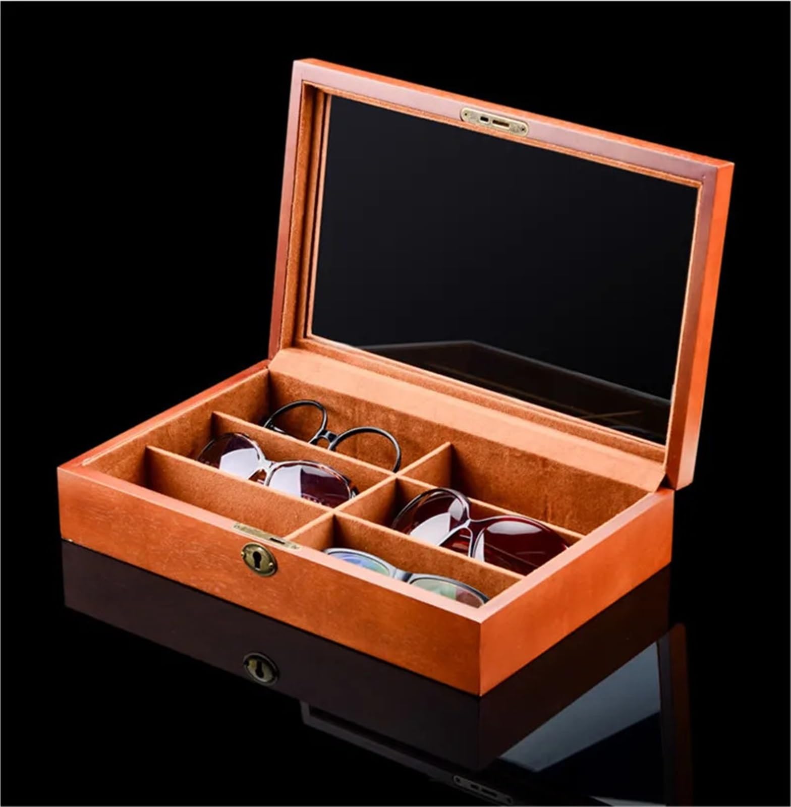 Organizador para Gafas De Sol Organizador de Gafas de Sol de Madera for Mujer y Hombre, Estuche de exposición for Gafas de Sol, Caja de Soporte for Almacenamiento con 6 Ranuras