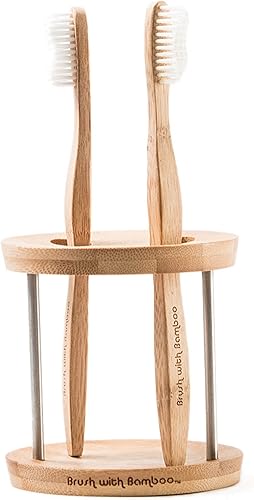 Soporte para cepillos de dientes de bambú