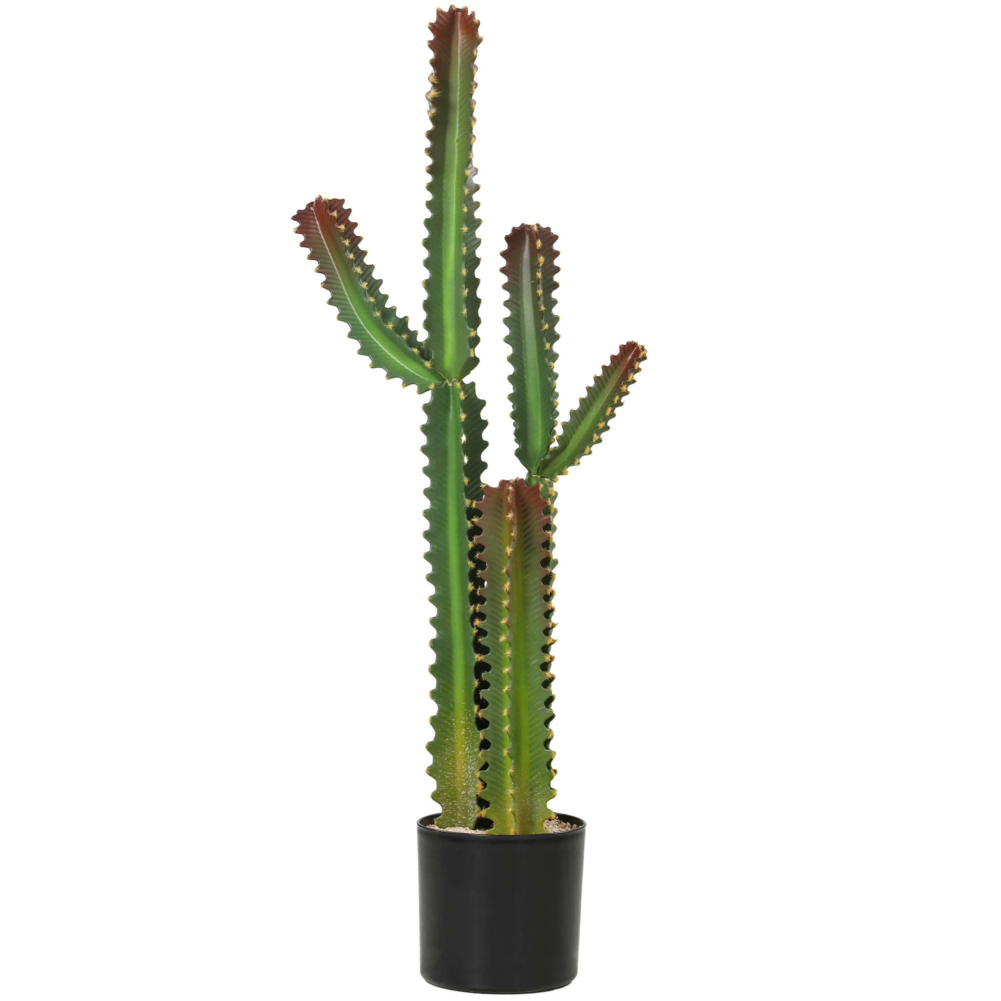 HOMCOM Plante Artificielle Intérieure 111 cm Cactus Artificiel en Pot Vert