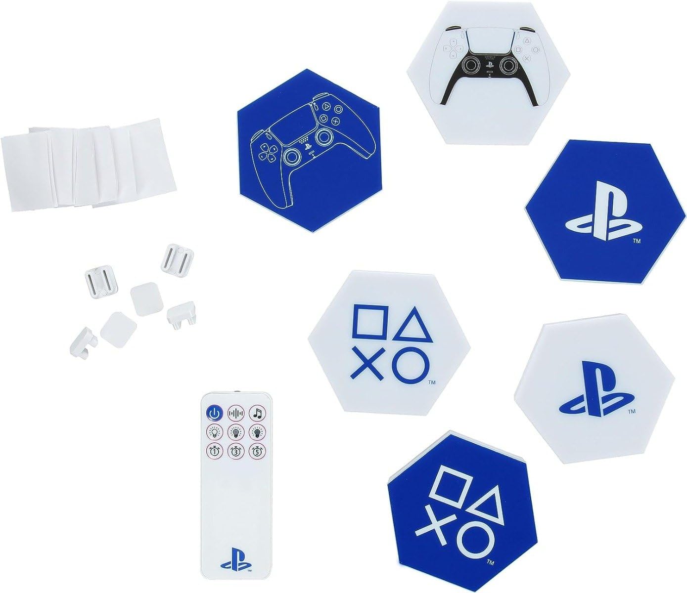 Luces LED hexagonales PlayStation - Producto oficial, decoración de sala de juegos personalizable, iluminación controlada por remoto y modos reactivos a la música