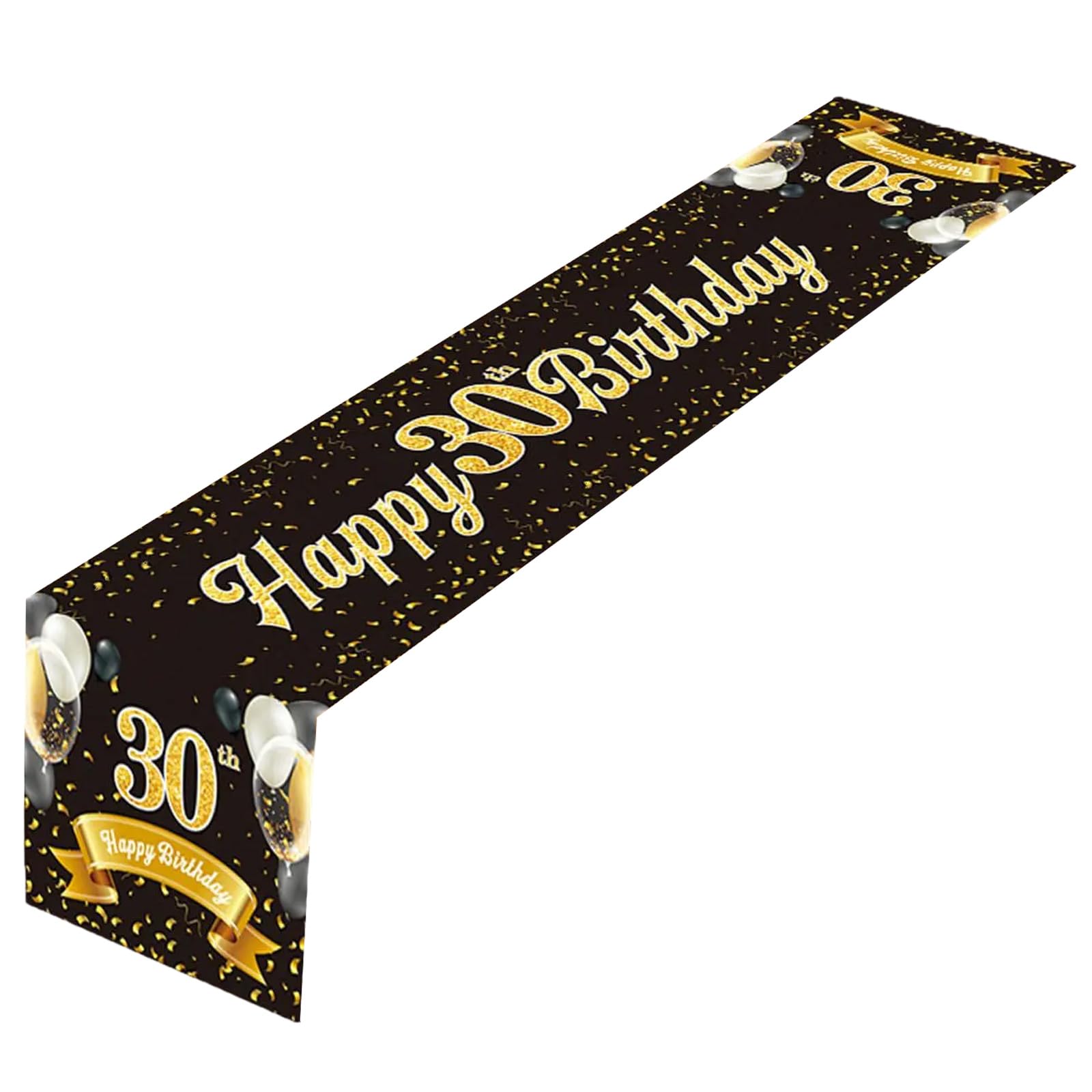Tsophreniq Stylish Black Gold Table Runner Table Cloth Tablecloth for Birthday Celebration 180x35cm Decorative Cloth Birthday Decorations